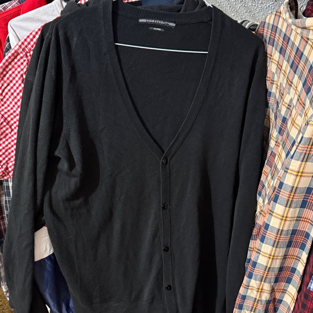 Sophisticated Black Cardigan Sweater for Men